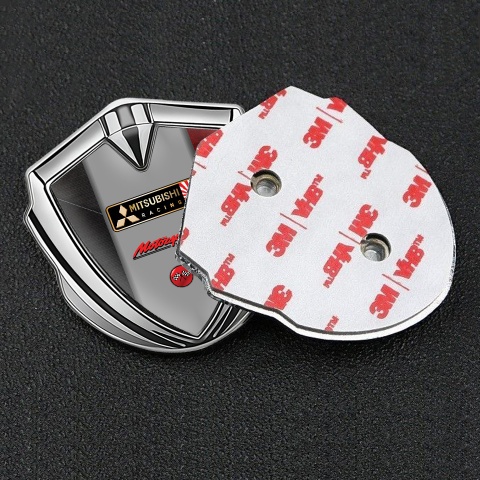 Mitsubishi Metal Emblem Self Adhesive Silver Multicolor Base Racing