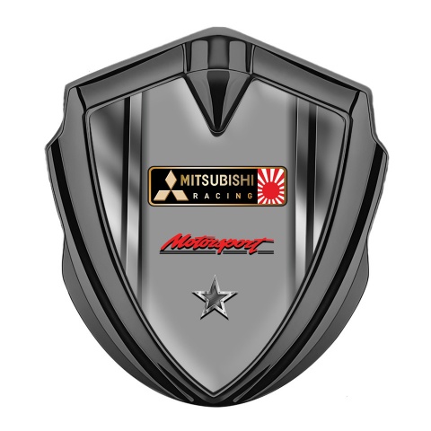 Mitsubishi Bodyside Badge Self Adhesive Graphite Metallic Frame Racing Logo