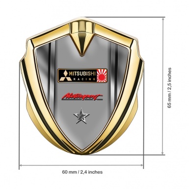 Mitsubishi Bodyside Badge Self Adhesive Gold Metallic Frame Racing Logo
