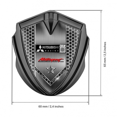 Mitsubishi Emblem Fender Badge Graphite Honeycomb Racing Star Design