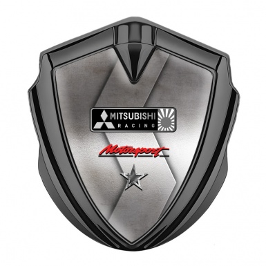 Mitsubishi Fender Emblem Badge Graphite Metal Sheet Motorsport Edition