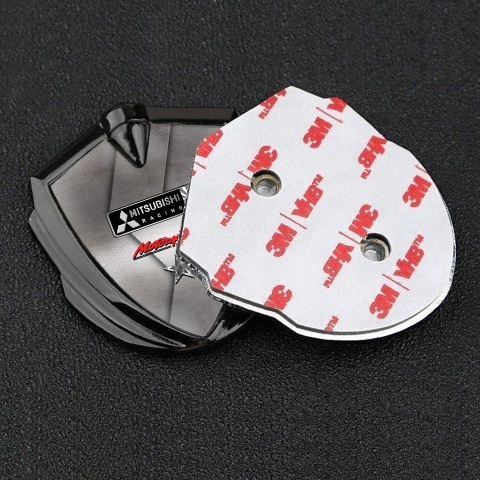 Mitsubishi Fender Emblem Badge Graphite Metal Sheet Motorsport Edition