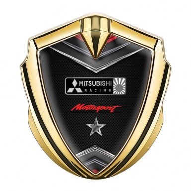 Mitsubishi Emblem Trunk Badge Gold Fine Mesh Motorsport Star
