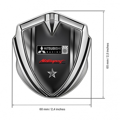 Mitsubishi Emblem Self Adhesive Silver Metal Frame Motorsport Star