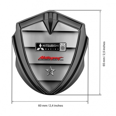 Mitsubishi Bodyside Emblem Badge Graphite Metal Panels Racing Logo