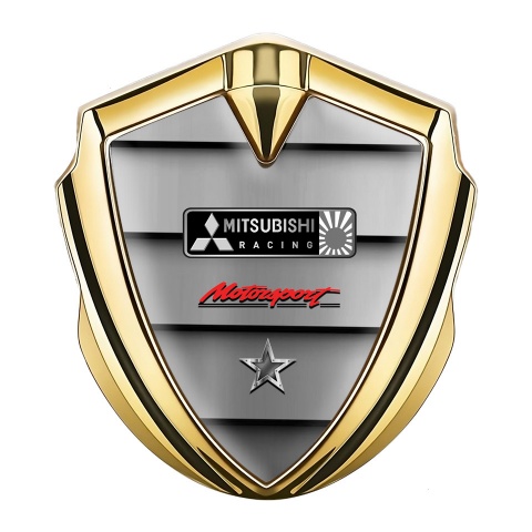 Mitsubishi Bodyside Emblem Badge Gold Metal Panels Racing Logo