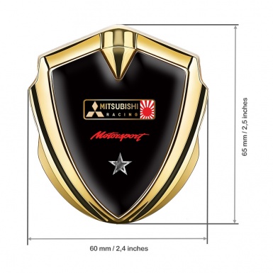 Mitsubishi Emblem Car Badge Gold Black Background Racing Motif