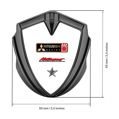 Mitsubishi Bodyside Domed Emblem Graphite White Base Motorsport Design