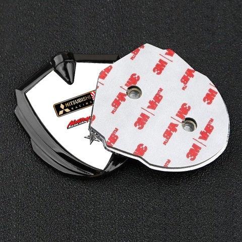 Mitsubishi Bodyside Domed Emblem Graphite White Base Motorsport Design