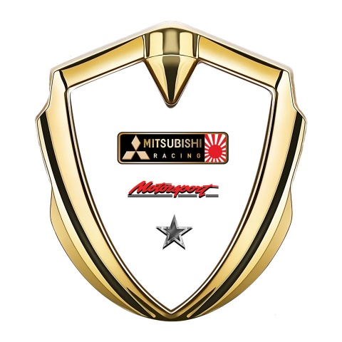 Mitsubishi Bodyside Domed Emblem Gold White Base Motorsport Design