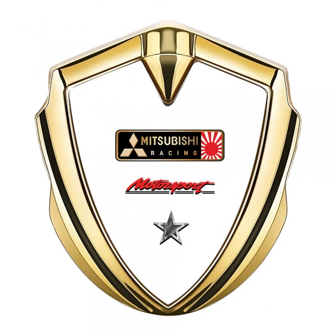 Mitsubishi Bodyside Domed Emblem Gold White Base Motorsport Design