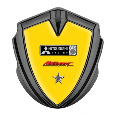 Mitsubishi Metal Emblem Self Adhesive Graphite Yellow Base Star Design