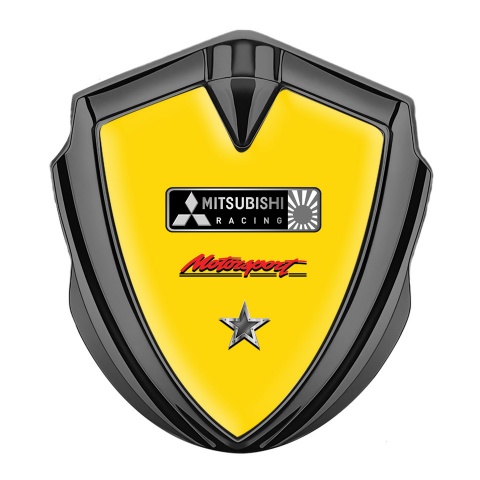 Mitsubishi Metal Emblem Self Adhesive Graphite Yellow Base Star Design