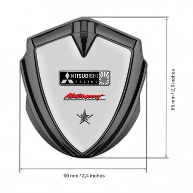 Mitsubishi Bodyside Badge Self Adhesive Graphite Grey Base Motorsport Motif