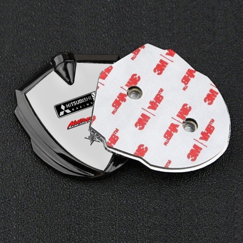 Mitsubishi Bodyside Badge Self Adhesive Graphite Grey Base Motorsport Motif