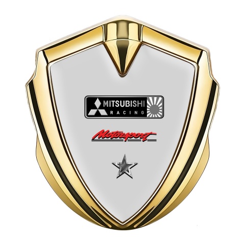 Mitsubishi Bodyside Badge Self Adhesive Gold Grey Base Motorsport Motif