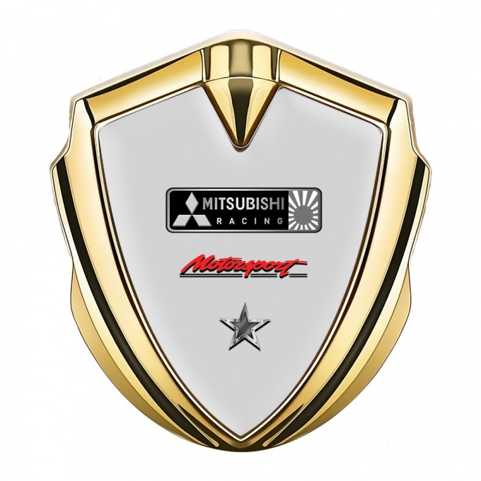 Mitsubishi Bodyside Badge Self Adhesive Gold Grey Base Motorsport Motif