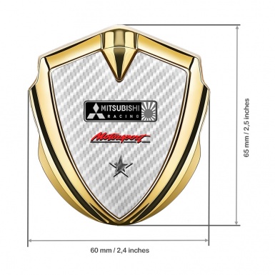 Mitsubishi Emblem Badge Self Adhesive Gold White Carbon Star Design