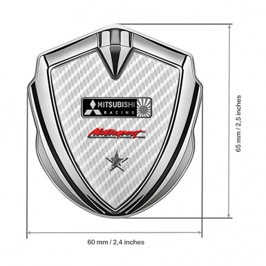 Mitsubishi Emblem Badge Self Adhesive Silver White Carbon Star Design