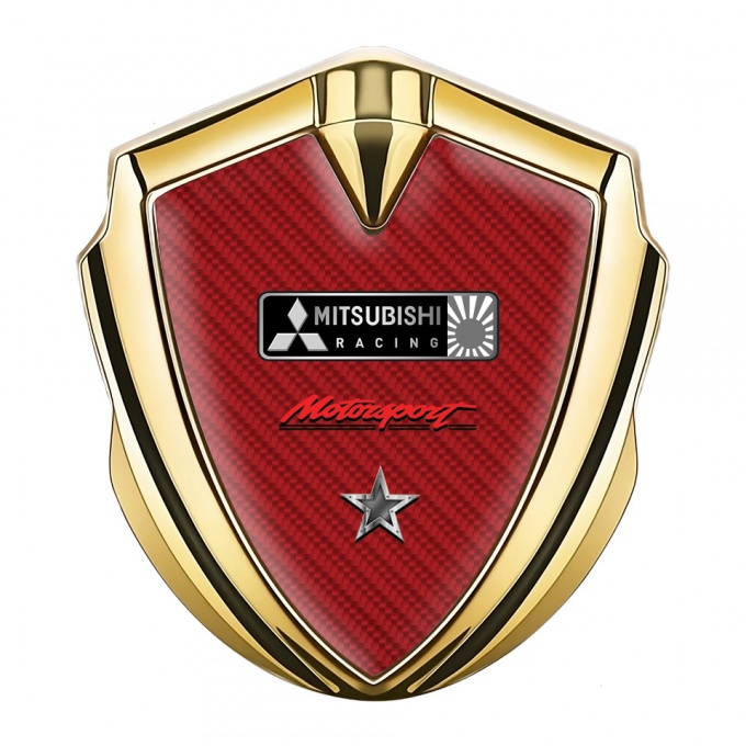 Mitsubishi Emblem Fender Badge Gold Red Carbon Monochrome Logo