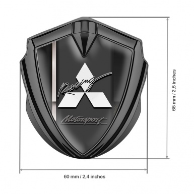 Mitsubishi Emblem Self Adhesive Graphite Dark Base White Racing Stripe