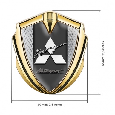 Mitsubishi Trunk Emblem Badge Gold Treadplate Racing Logo Edition