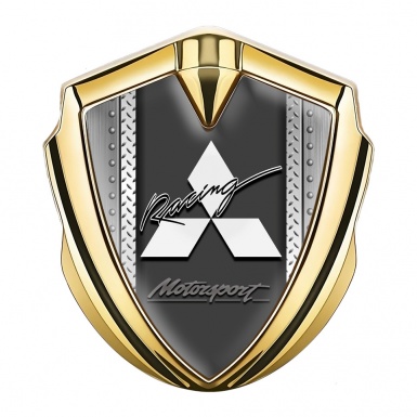 Mitsubishi Emblem Car Badge Gold Riveted Frame Racing Logo Design