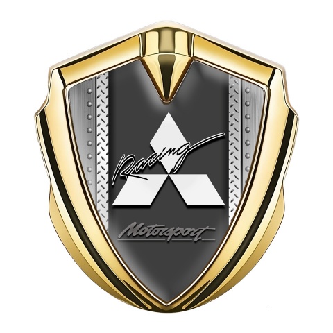 Mitsubishi Emblem Car Badge Gold Riveted Frame Racing Logo Design