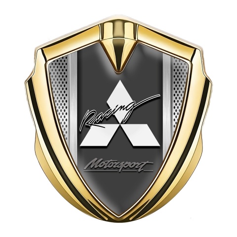 Mitsubishi Bodyside Domed Emblem Gold Light Mesh Motorsport Motif