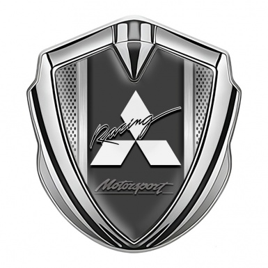 Mitsubishi Bodyside Domed Emblem Silver Light Mesh Motorsport Motif