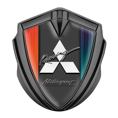 Mitsubishi Metal Emblem Self Adhesive Graphite Color Gradient Sport Logo