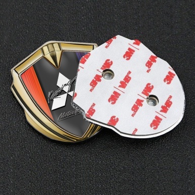 Mitsubishi Metal Emblem Self Adhesive Gold Color Gradient Sport Logo