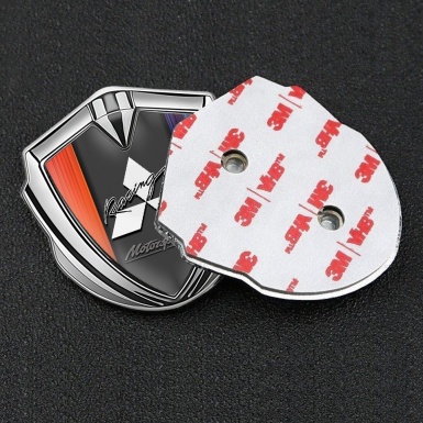 Mitsubishi Metal Emblem Self Adhesive Silver Color Gradient Sport Logo