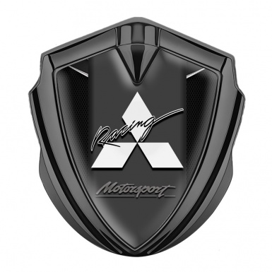 Mitsubishi Metal 3D Domed Emblem Graphite Fine Mesh Motorsport Racing