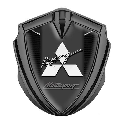 Mitsubishi Metal 3D Domed Emblem Graphite Fine Mesh Motorsport Racing