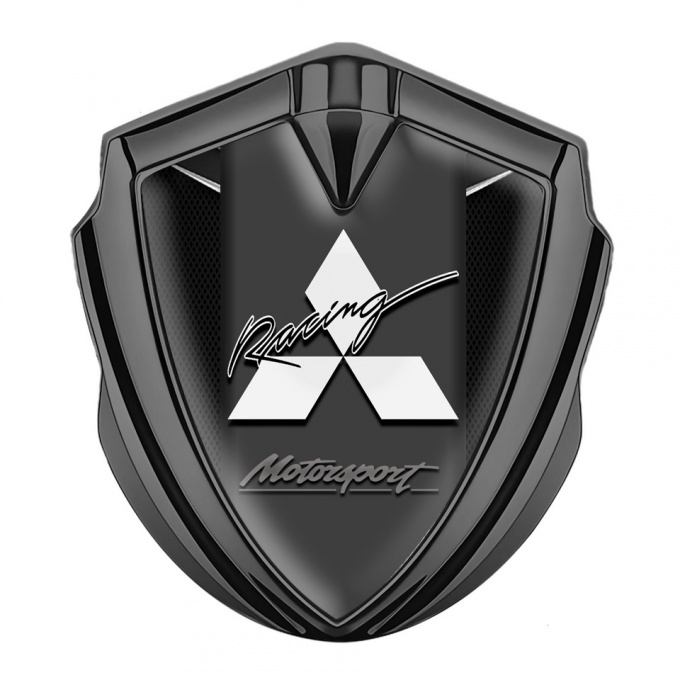 Mitsubishi Metal 3D Domed Emblem Graphite Fine Mesh Motorsport Racing