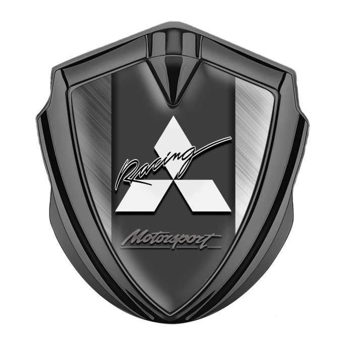 Mitsubishi Bodyside Badge Self Adhesive Graphite Brushed Metal Racing Logo