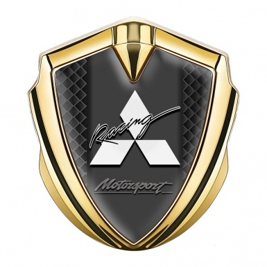 Mitsubishi Emblem Fender Badge Gold Black Cells Motorsport Racing