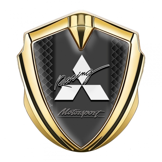 Mitsubishi Emblem Fender Badge Gold Black Cells Motorsport Racing