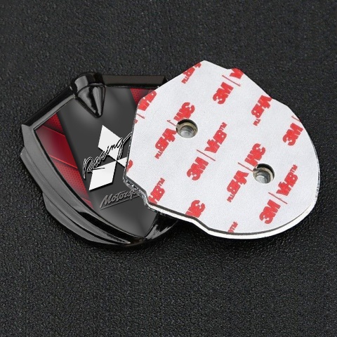 Mitsubishi Emblem Self Adhesive Graphite Red Shapes Motorsport Design