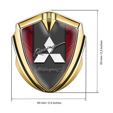 Mitsubishi Emblem Self Adhesive Gold Red Shapes Motorsport Design