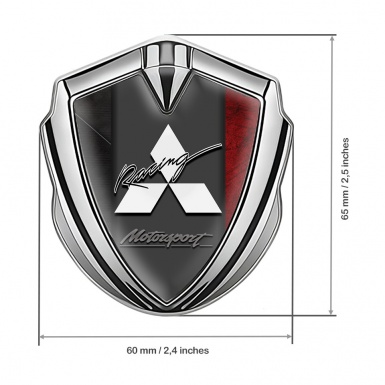 Mitsubishi Trunk Emblem Badge Silver Dual Color Frame Racing Edition