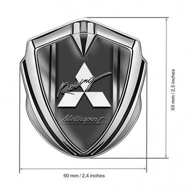 Mitsubishi Emblem Car Badge Silver Scratched Plate Motorsport Racing