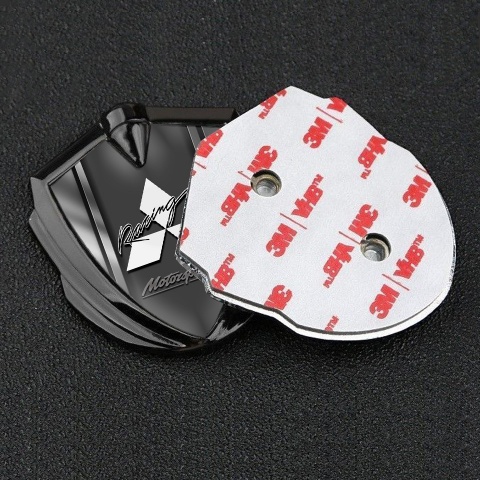Mitsubishi Bodyside Emblem Self Adhesive Graphite Steel Frame Sport Logo