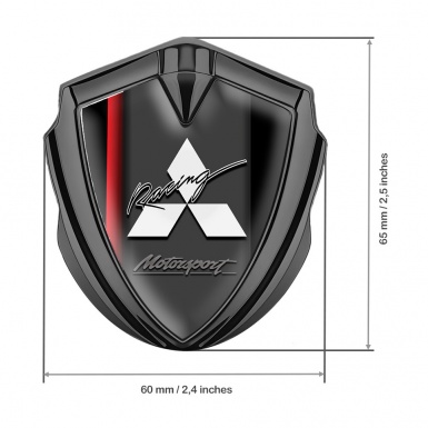 Mitsubishi Metal Emblem Self Adhesive Graphite Black Base Red Line Edition