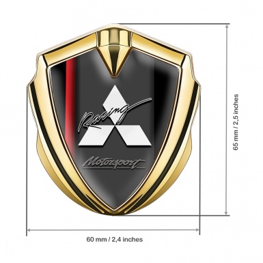 Mitsubishi Metal Emblem Self Adhesive Gold Black Base Red Line Edition