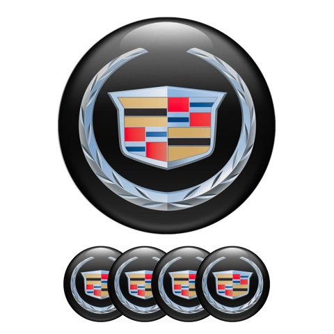 Cadillac Silicone Stickers Wheel Center Cap Black with Wreath Logo