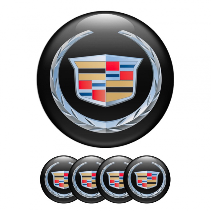 Cadillac Silicone Stickers Wheel Center Cap Black with Wreath Logo