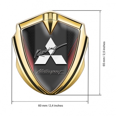 Mitsubishi Bodyside Badge Self Adhesive Gold Red Frame Racing Logo
