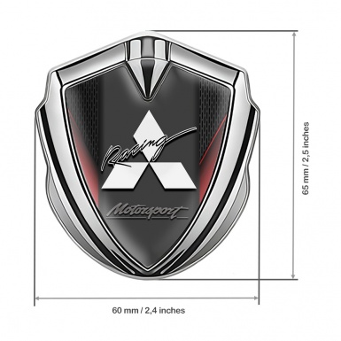 Mitsubishi Bodyside Badge Self Adhesive Silver Red Frame Racing Logo